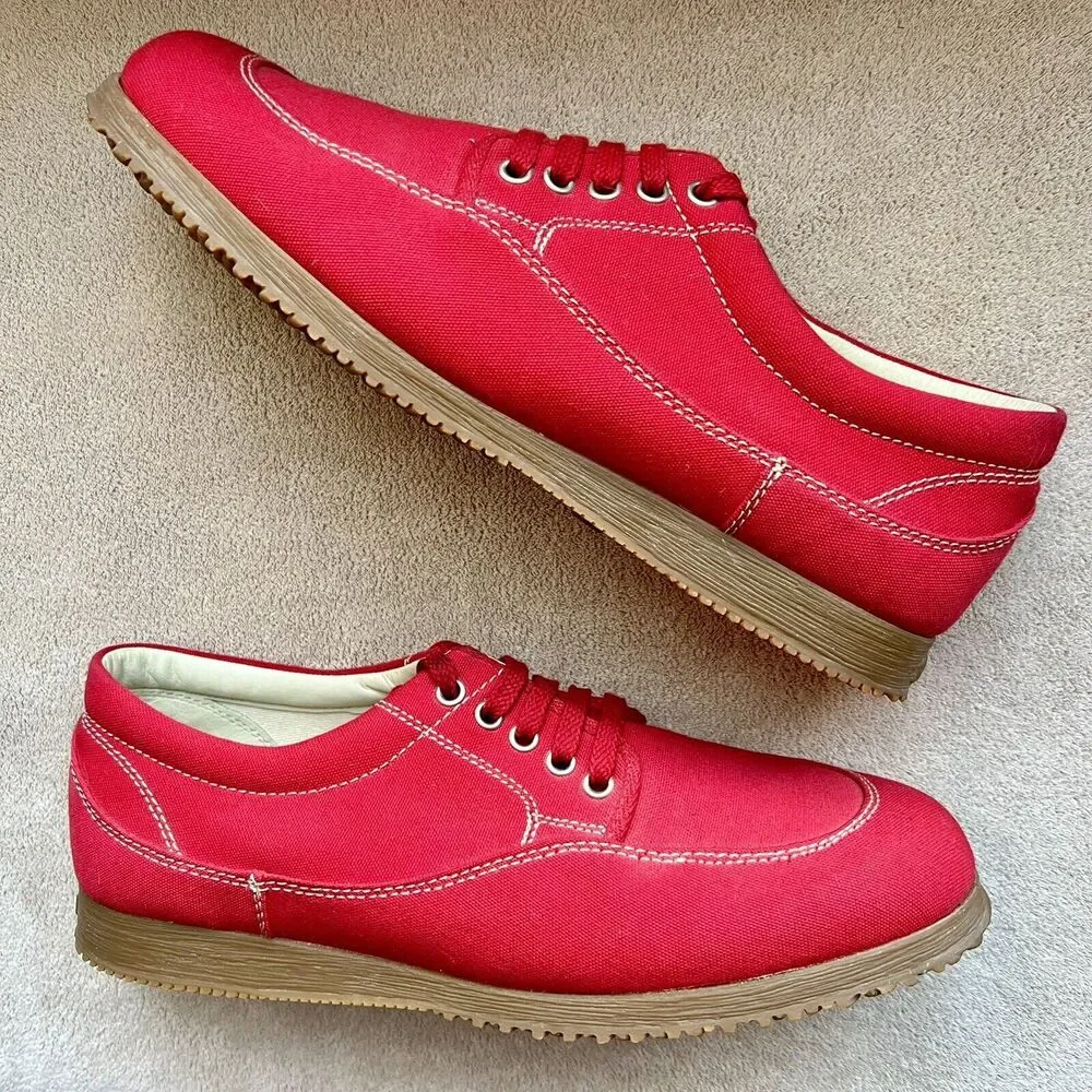 Hogan by Tod’s Bright Red Canvas Lace Up Sneaker Casual Shoes Men’s UK 9.5 US 11